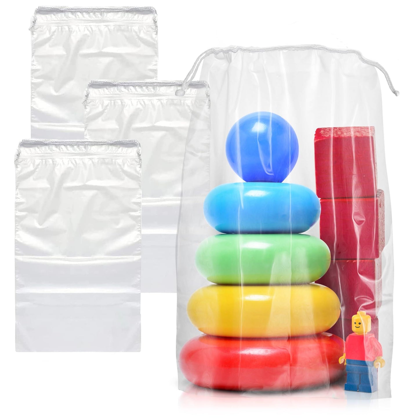 Clear Drawstring Bag, 5 x 8 Inches. Pack of 100 Clear Plastic Drawstring Bags. 2 Mil Drawstring Clear Plastic Bags. Waterproof Clear Plastic Bags Drawstring for Cosmetics, Toiletries