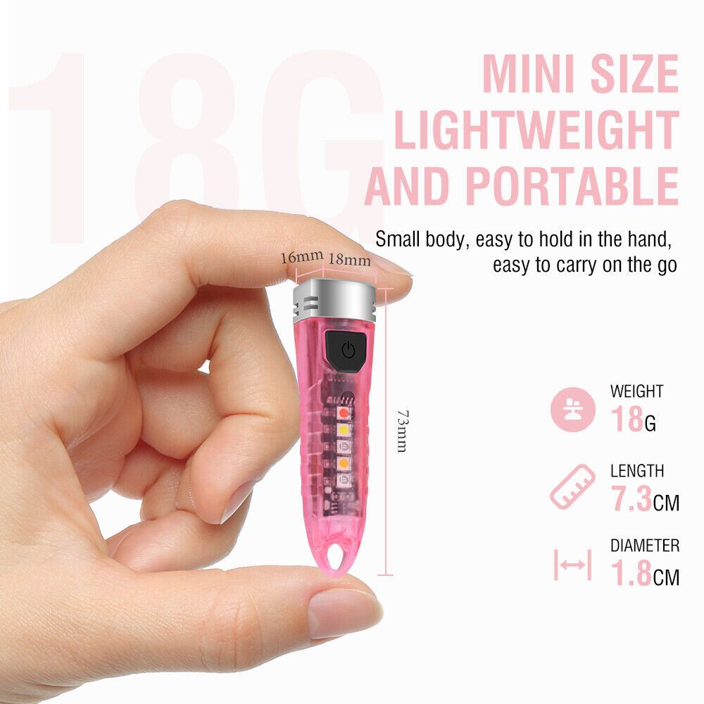 Small Mini Pocket LED Flashlight Torch Keychain Light Rechargeable Lamp BORUiT