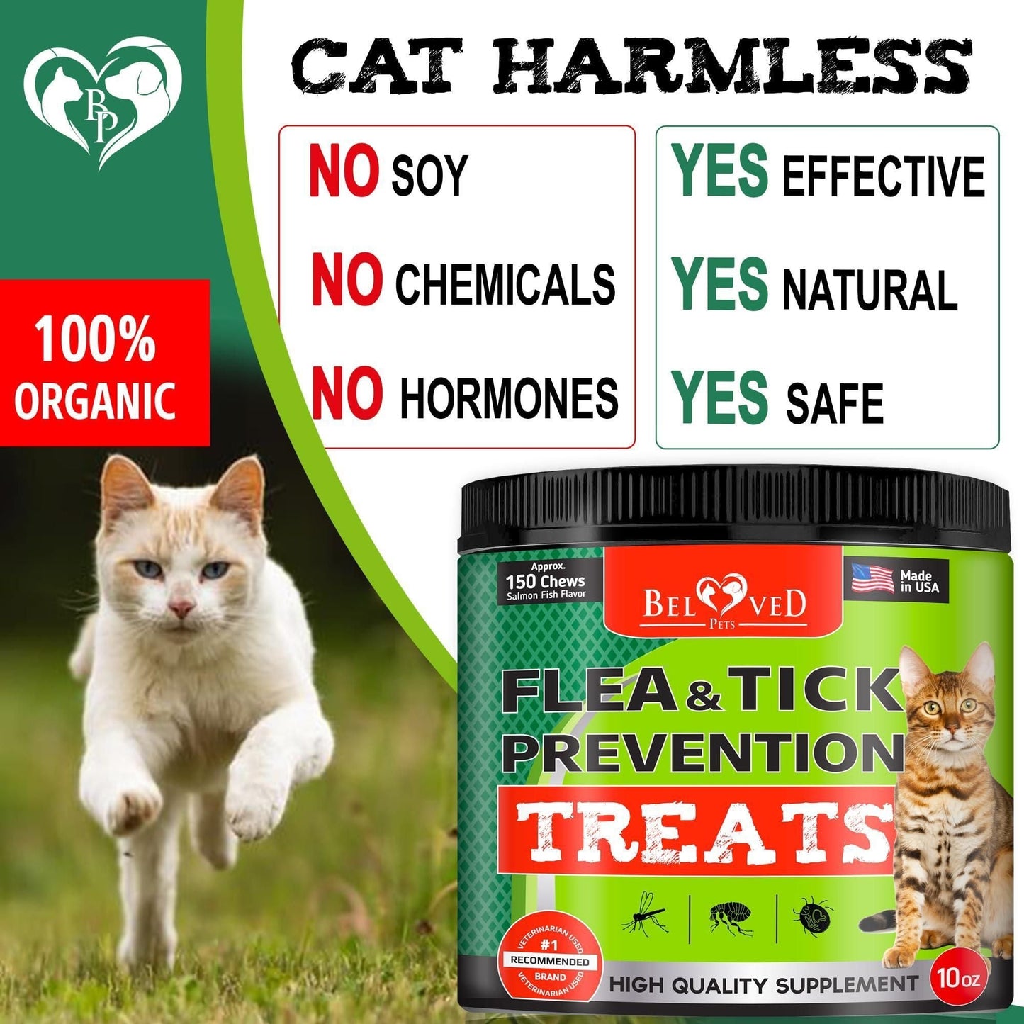 Flea and Tick Prevention Chewable Pills for Cats Revolution Oral Flea Treatment for Pets Pest Control & Natural Defense Chewables Small Tablets Salmon Fish Taste
