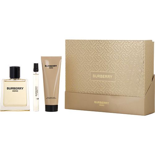 BURBERRY HERO by Burberry EDT SPRAY 3.4 OZ & SHOWER GEL 2.5 OZ & EDT SPRAY 0.33 OZ MINI