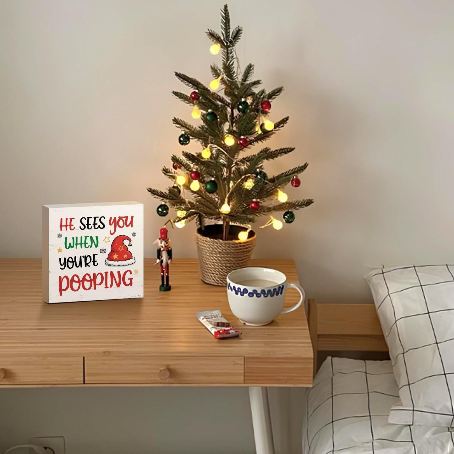 Christmas Decor Red Truck Christmas Wooden Box Signs Buffalo Plaid Christmas Decorations Christmas Decor for Home Office Bedroom Fireplace Car Tiered Tray Decor Christmas Gifts for Women 5x5