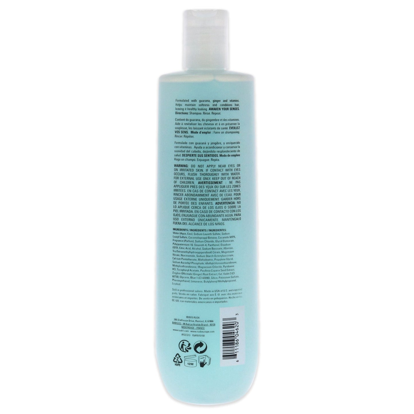 Sensories Calm Guarana and Ginger Nourishing Shampoo by Rusk for Unisex - 13.5 oz Shampoo