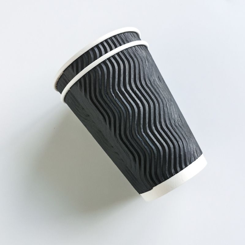 50PCS 8oz 12oz 16oz Custom Printed E co F riendly Triple Ripple Wall cup 3 Layer Disposable hot drink Coffee Paper Cups