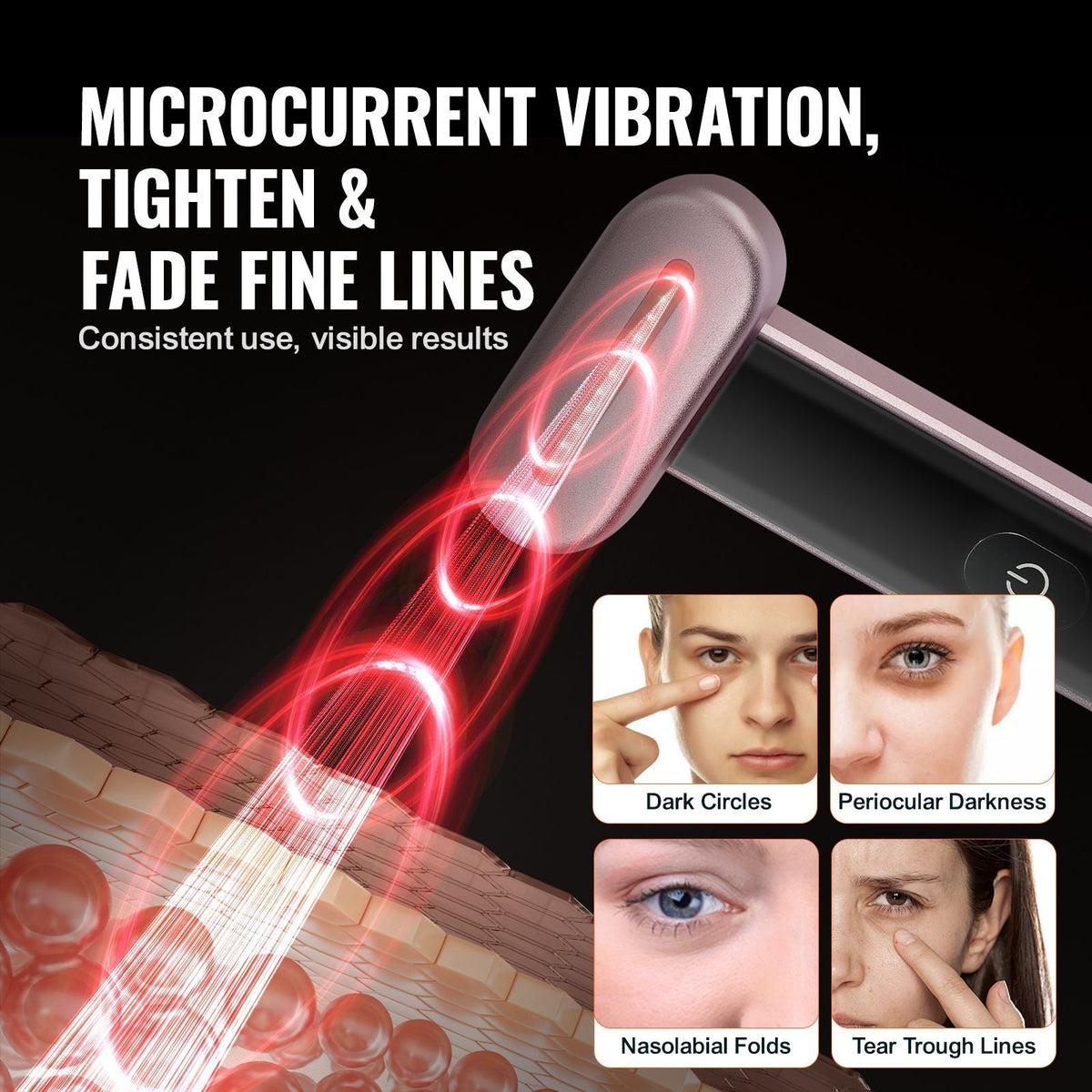 Red Light Therapy Wand for Face, 7-Color LED Facial Wand Red Light Therapy Device with Heatig Therapy| Microcurrent Vibrating Massage, Portable LED Beauty Wand for Face, Neck