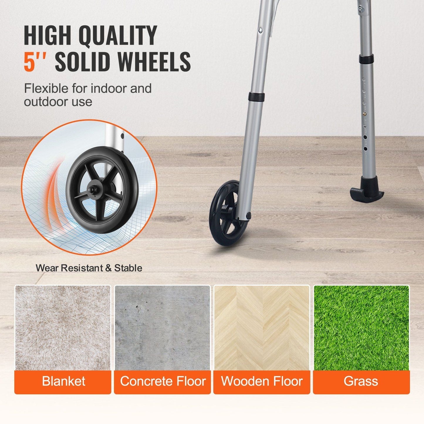 VEVOR Folding Walker Stand-Assist Folding Walkers with Adjustable Height & Width