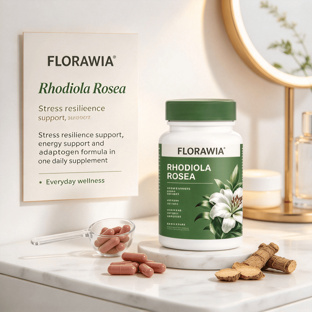 Rhodiola Rosea Capsules, Natural Herbal Supplement, Premium Root Extract for Daily Wellness Support