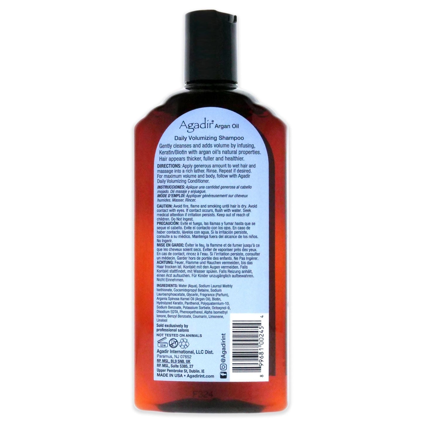 Argan Oil Daily Volumizing Shampoo by Agadir for Unisex - 12.4 oz Shampoo