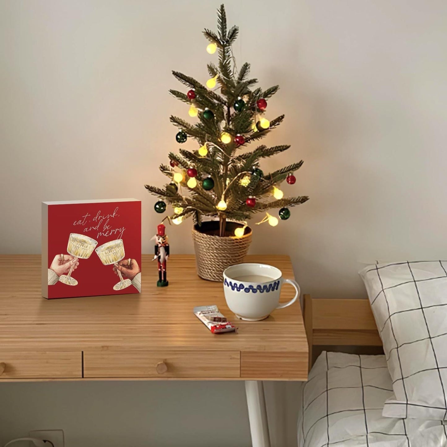 Christmas Decor Red Truck Christmas Wooden Box Signs Buffalo Plaid Christmas Decorations Christmas Decor for Home Office Bedroom Fireplace Car Tiered Tray Decor Christmas Gifts for Women 5x5