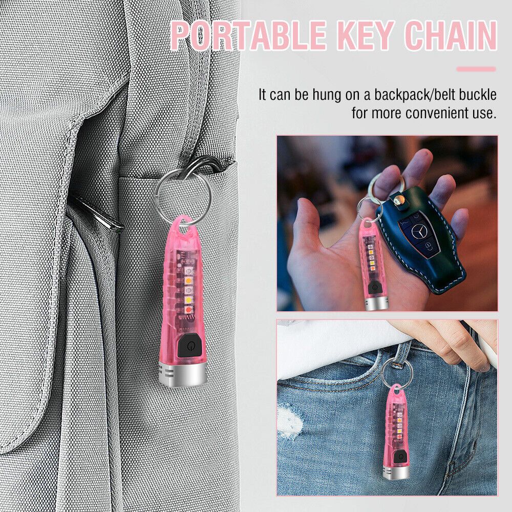 Small Mini Pocket LED Flashlight Torch Keychain Light Rechargeable Lamp BORUiT