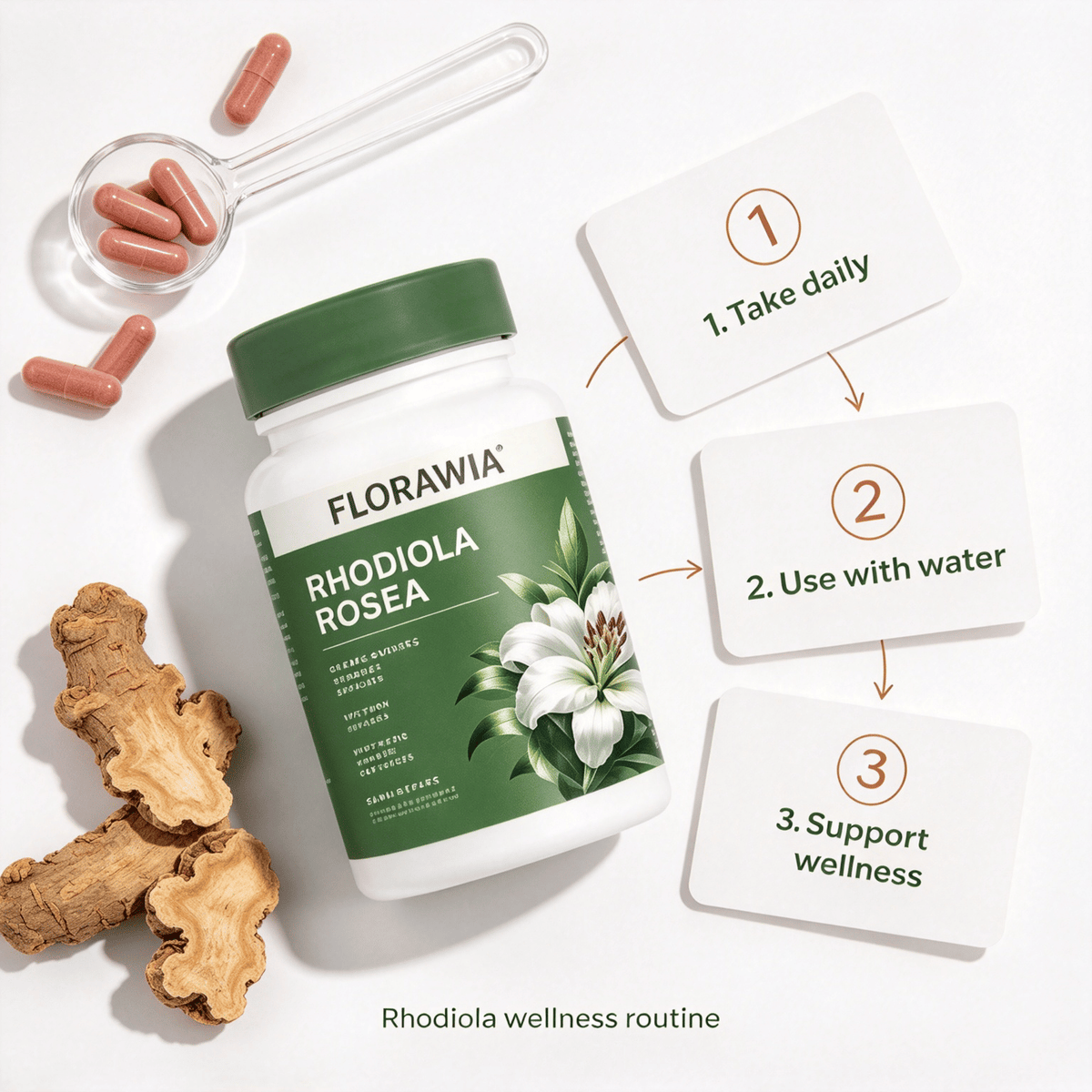 Rhodiola Rosea Capsules, Natural Herbal Supplement, Premium Root Extract for Daily Wellness Support