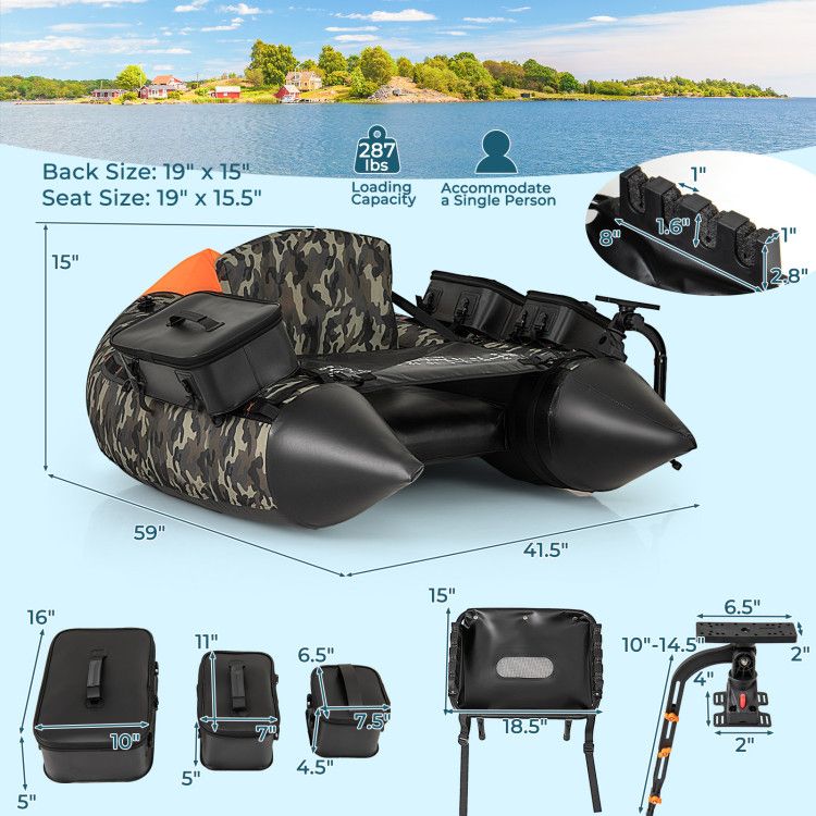 Bote de pesca portátil con 3 cajas de almacenamiento desmontables