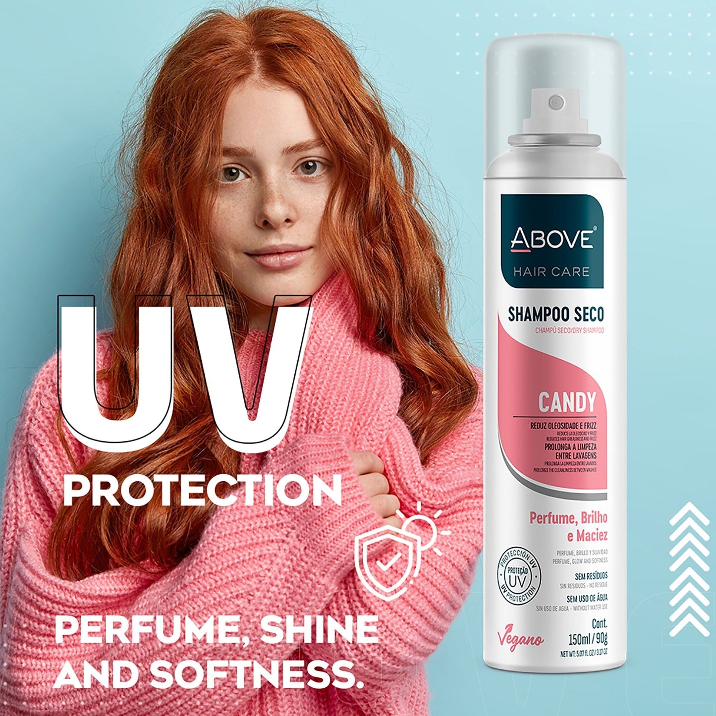 ABOVE Candy - Dry Shampoo - Absorbs Excess Oil Between Washes - Gives Softness and Shine to Your Strands - Does Not Leave Residue - Prevents Bad Odors with Red Fruits and Marshmallow Notes - 3.17 oz