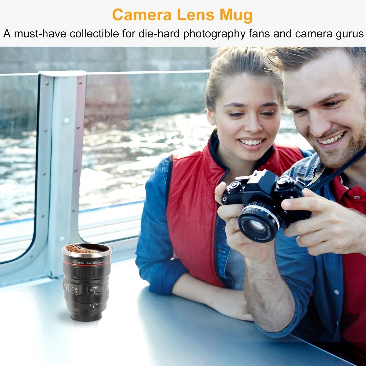 Camera Lens Coffee Mug Cup 13.6oz F ood-G rade Stainless Steel Travel Photography Insulated Mug for All Ages