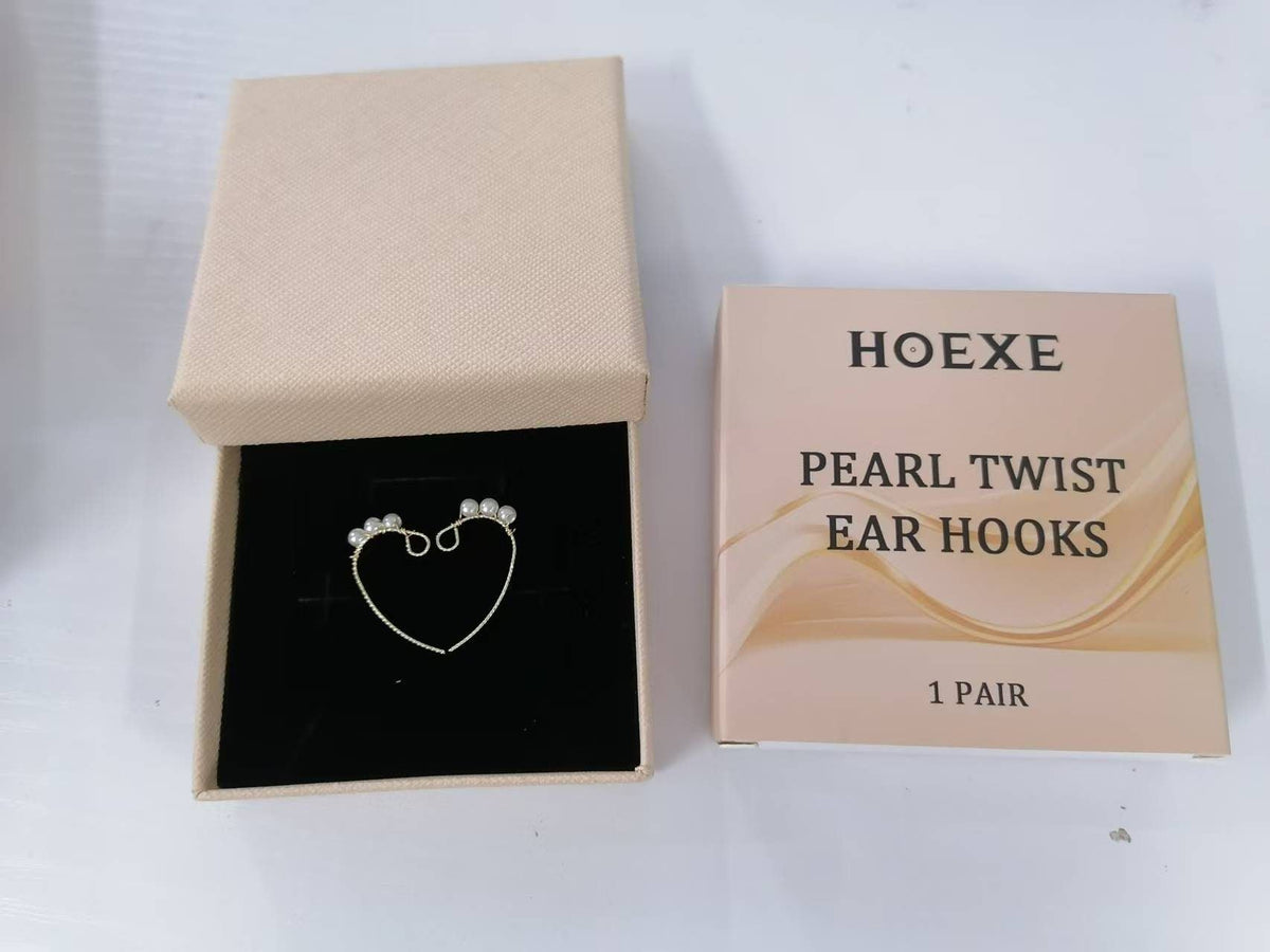 HOEXE Pearl Accent Twist Ear Hooks, 1 Pair