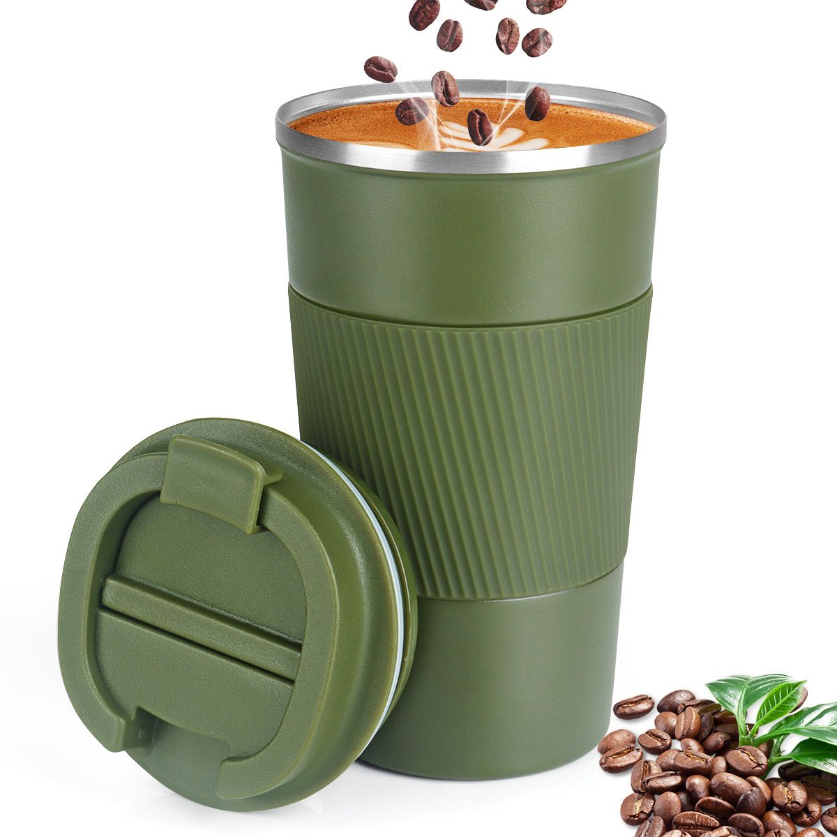 1pc; Stainless Steel Vacuum Insulated Tumbler; Coffee Travel Mug Spill Proof With Lid; T hermos Cup For Keep Hot/Ice Coffee; Tea And Beer