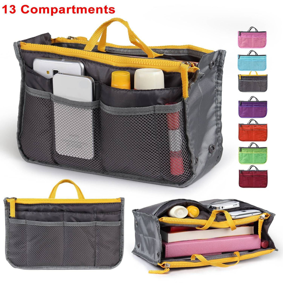 Women Lady Travel Insert Handbag Organiser Makeup Bags Toiletry Purse Liner w/Hand Strap