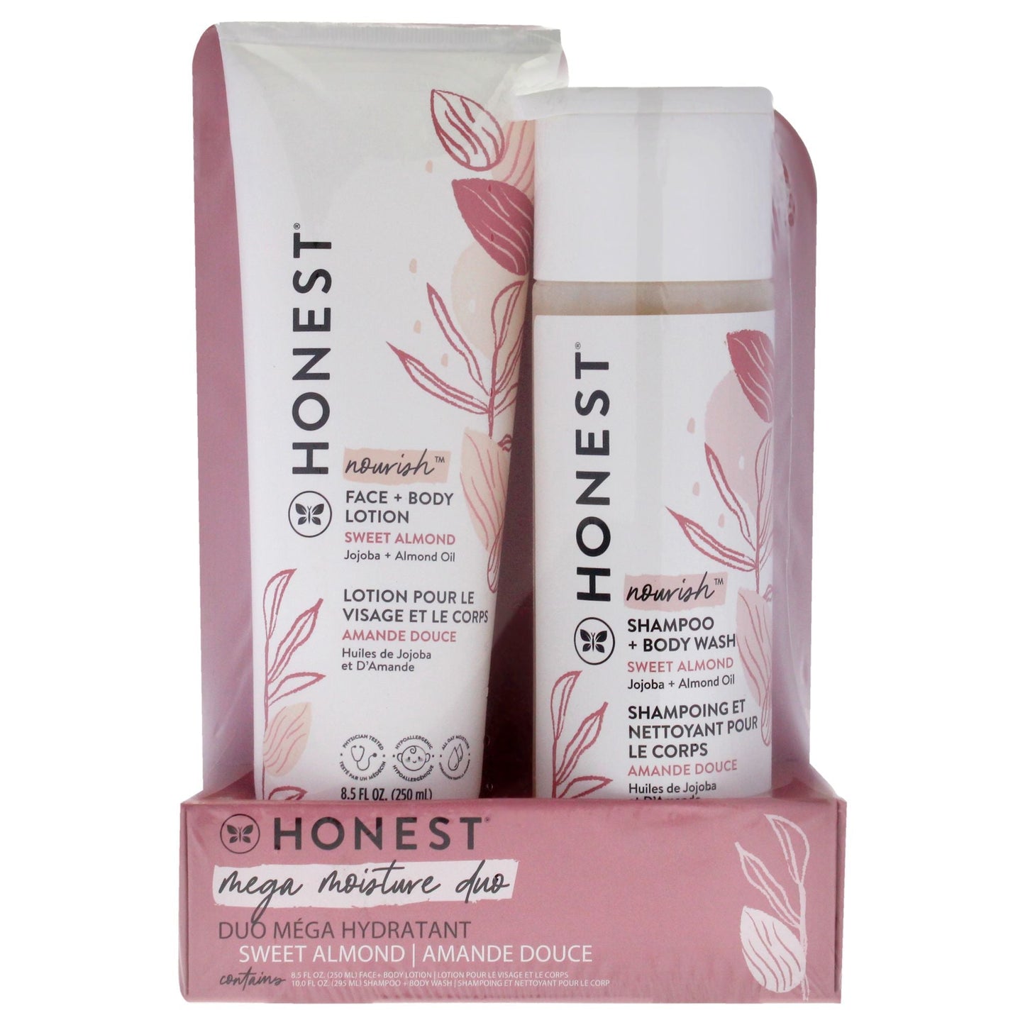 Honest Mega Moisture Duo - Sweet Almond by Honest for Kids - 2 Pc 10 oz Shampoo and Body Wash, 8.5 oz Face and Body Lotion