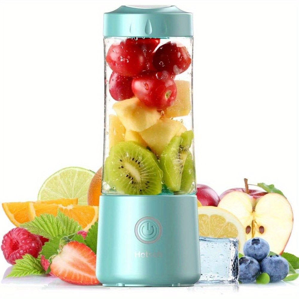 Portable Blender USB Rechargeable, Personal Size Blender for Shakes and Smoothies, Strong Cutting Power with Six Blades, 13.5Oz Juicer Cup for Sports, Travel