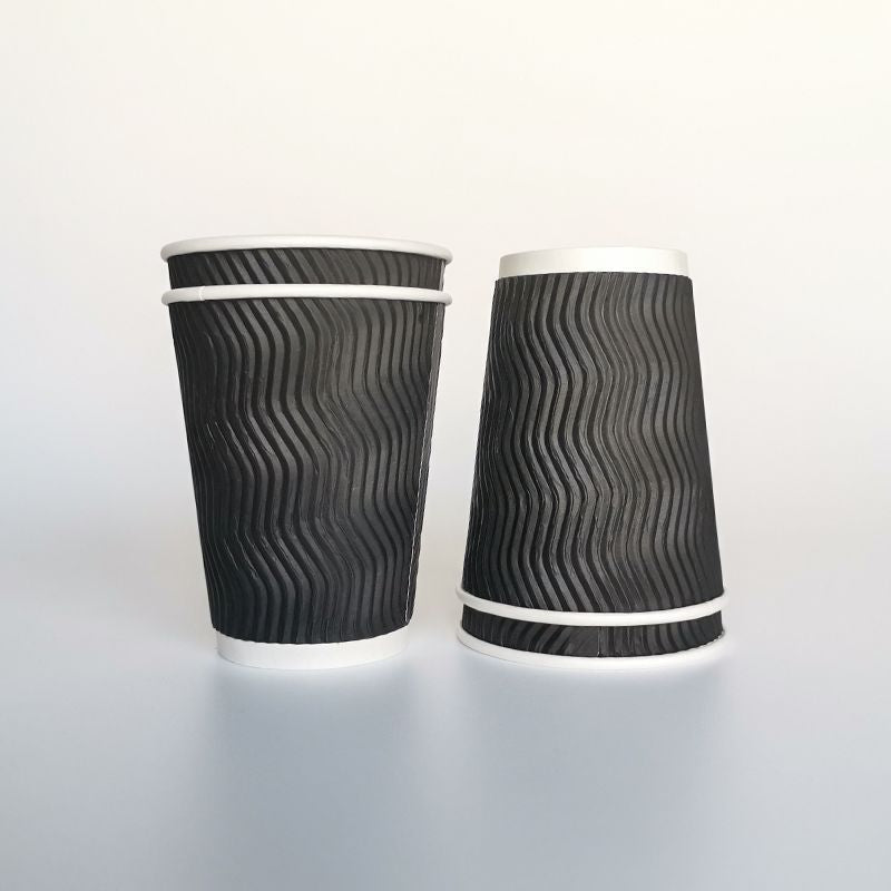 50PCS 8oz 12oz 16oz Custom Printed E co F riendly Triple Ripple Wall cup 3 Layer Disposable hot drink Coffee Paper Cups