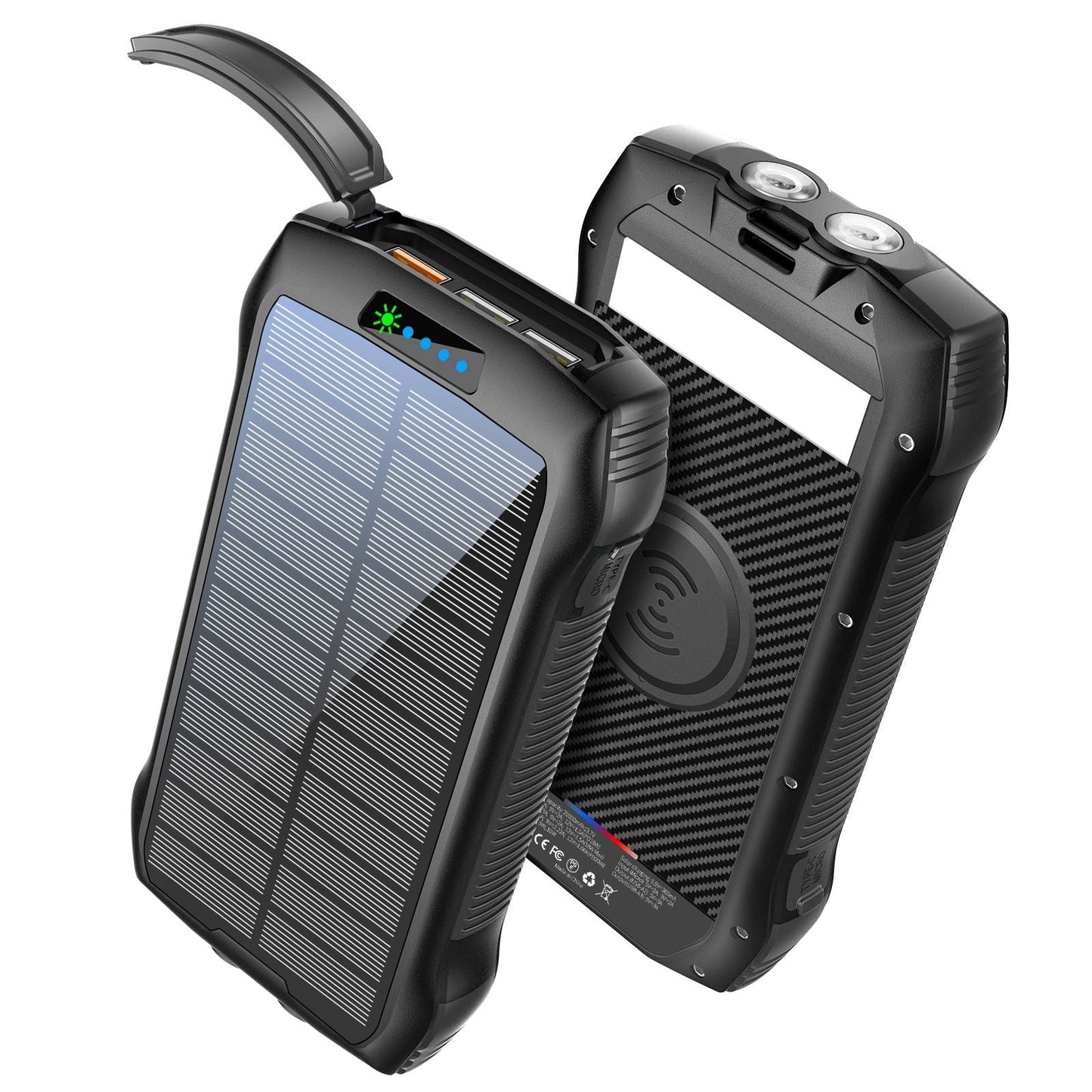 Portable Charger, Solar Power Bank 33500mAh Fast Charging, Solar Battery Pack with Waterproof 6W Bright Flashlight for iPhone S amsung Tablet