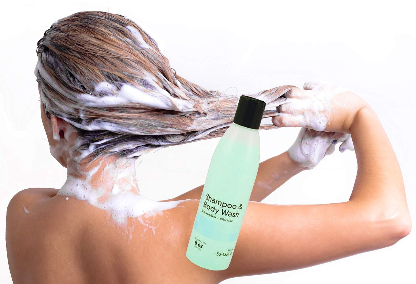 Skin and Hair Cleanser 8 oz. Case of 48 Shampoo & Body Wash with Lanolin, Aloe Vera and collagen. Skin care solution for showers or baths. Natural conditioners & Pleasant Summer Rain Scent.