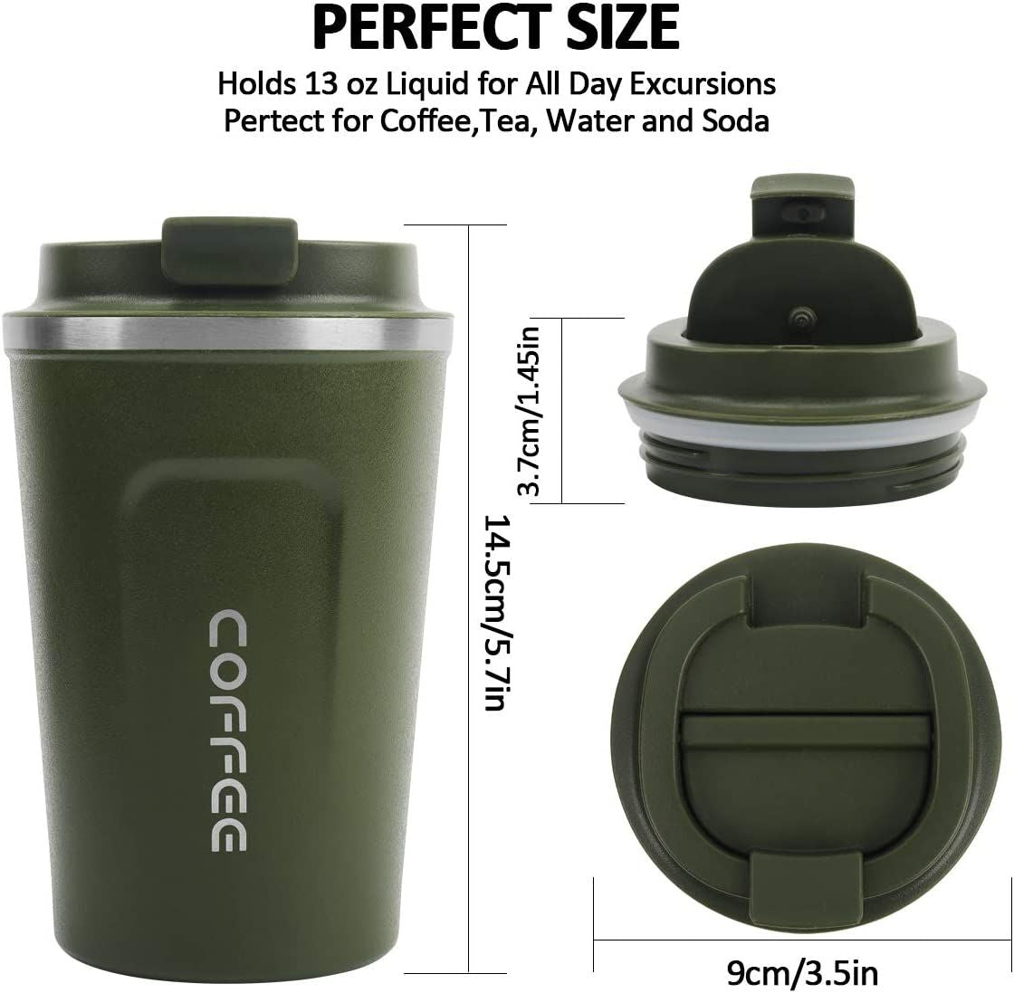 12 oz Stainless Steel Vacuum Insulated Tumbler - Coffee Travel Mug Spill Proof with Lid - T hermos Cup for Keep Hot/Ice Coffee; Tea and Beer