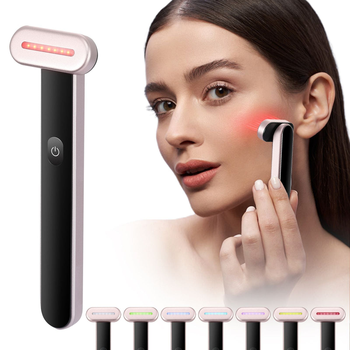 Red Light Therapy Wand for Face, 7-Color LED Facial Wand Red Light Therapy Device with Heatig Therapy| Microcurrent Vibrating Massage, Portable LED Beauty Wand for Face, Neck