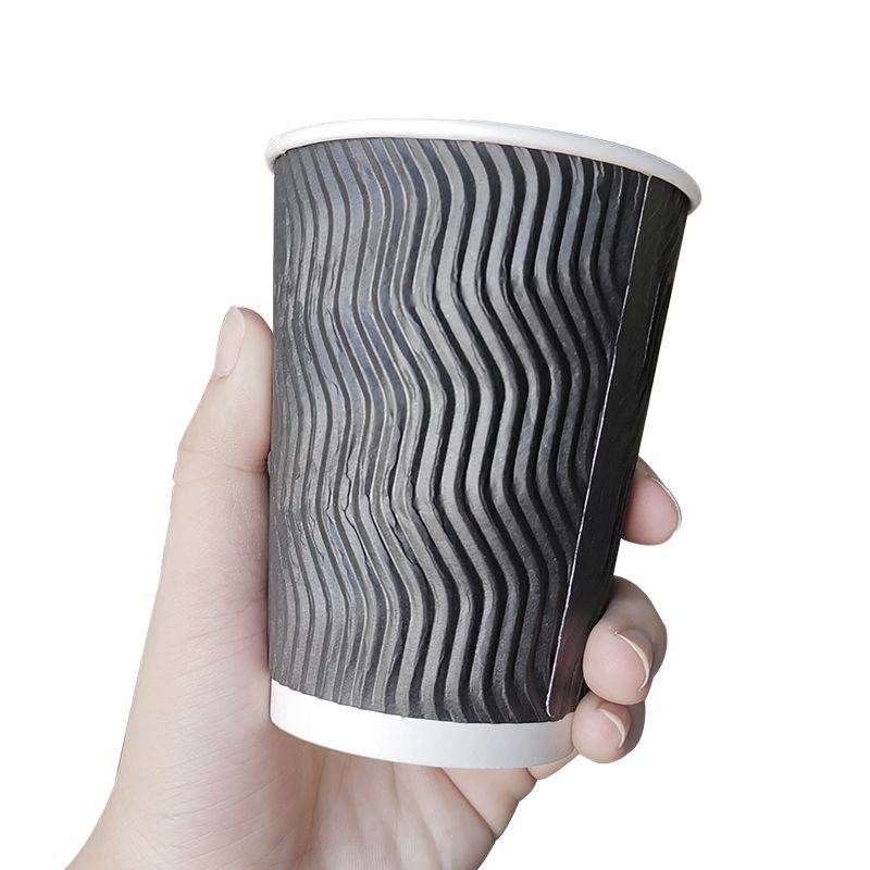 50PCS 8oz 12oz 16oz Custom Printed E co F riendly Triple Ripple Wall cup 3 Layer Disposable hot drink Coffee Paper Cups