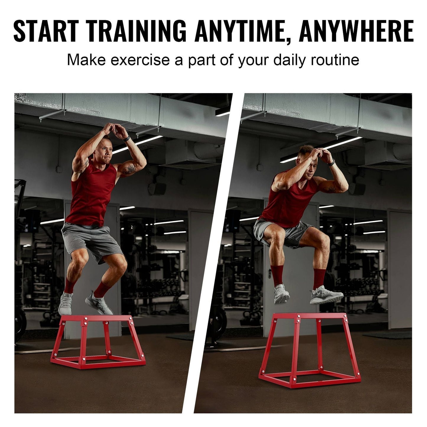 Plyometric Jump Boxes, 12/18/24 Inch Plyo Box, Platform and Jumping Agility Box, Anti-Slip Fitness Exercise Step Up Box Set for Home Gym Training, Conditioning Strength Training, Red