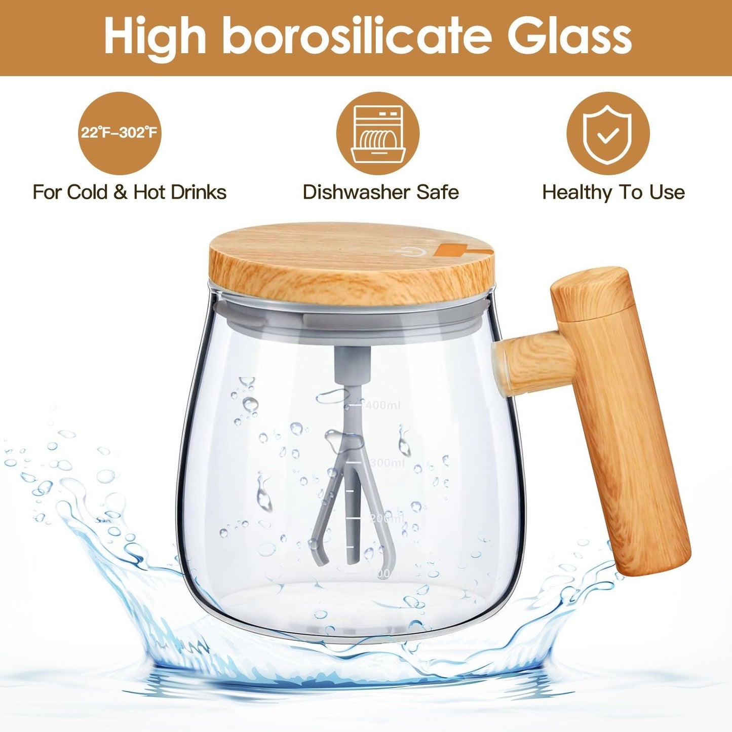 Electric Mixing Mug 400ML High Speed Mixing Cup USB Rechargeable Self String Mug with Warming Pad for Coffee Milk Protein Powder Egg