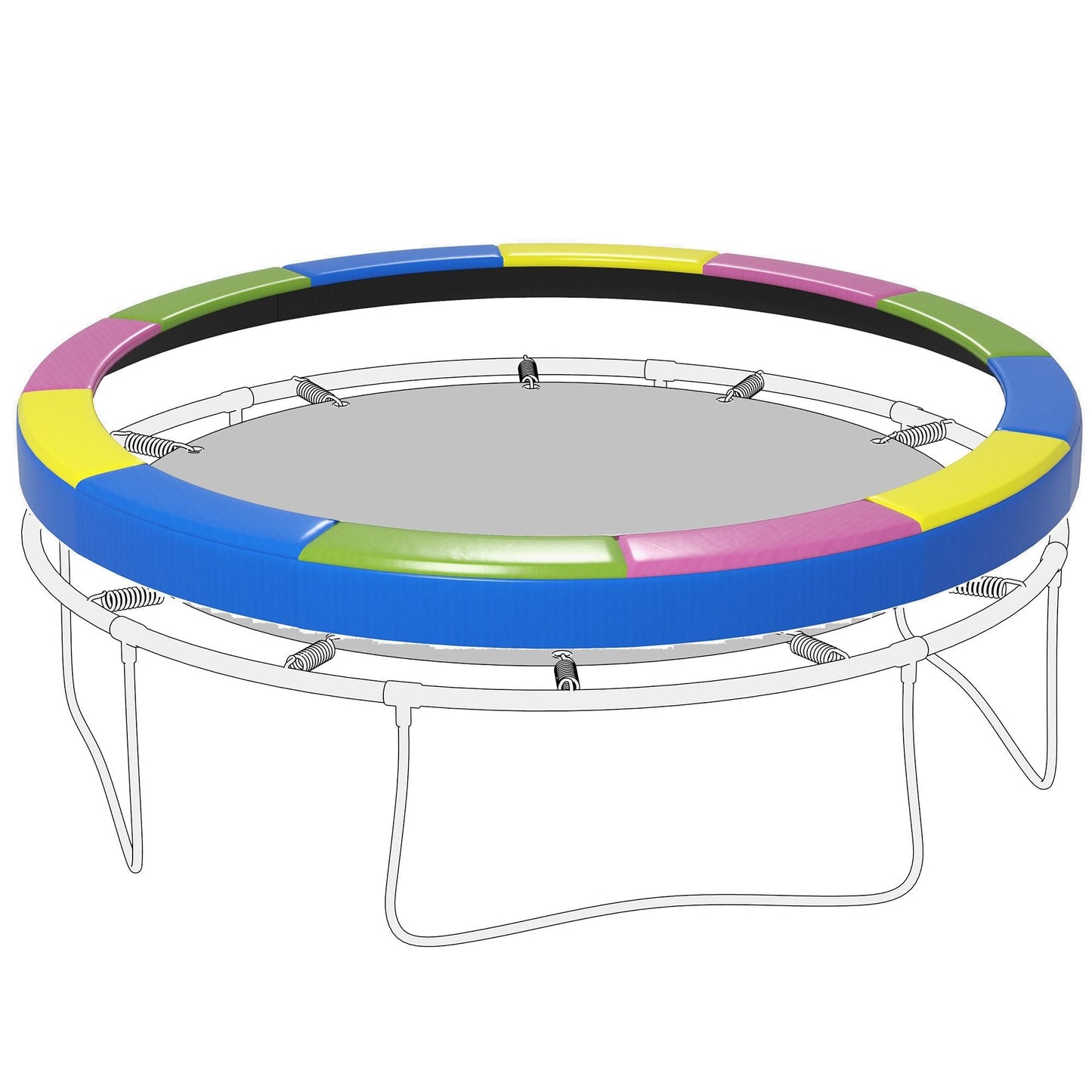 14FT Trampoline Spring Cover, Safety Trampoline Pad Replacement, Waterproof and Tear Resistant, All Weather Trampoline Accessories, Multi Color