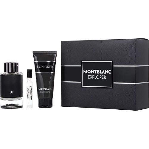 MONT BLANC EXPLORER by Mont Blanc EAU DE PARFUM SPRAY 3.3 OZ & SHOWER GEL 3.3 OZ & EAU DE PARFUM SPRAY 0.25 OZ MINI