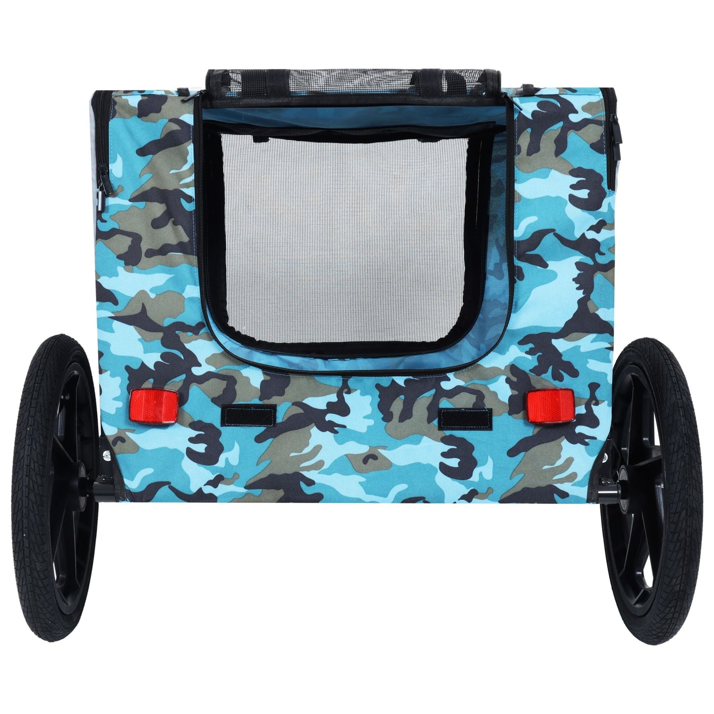 Outdoor Heavy Duty Collapsible Pet Bike Trailer with 16-Inch All-Terrain Wheels & Universal Hitch – Foldable Dog/Cargo Carrier Cart for Bicycles, blue, grey
