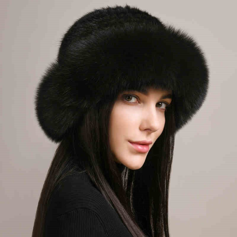 Gorro de invierno para mujer de pelo de visón – Gorro elegante y cálido de piel trenzada