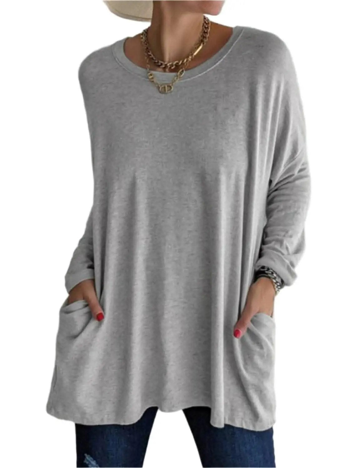 T-Shirts Trendsi Pocketed long sleeve tee - chic style