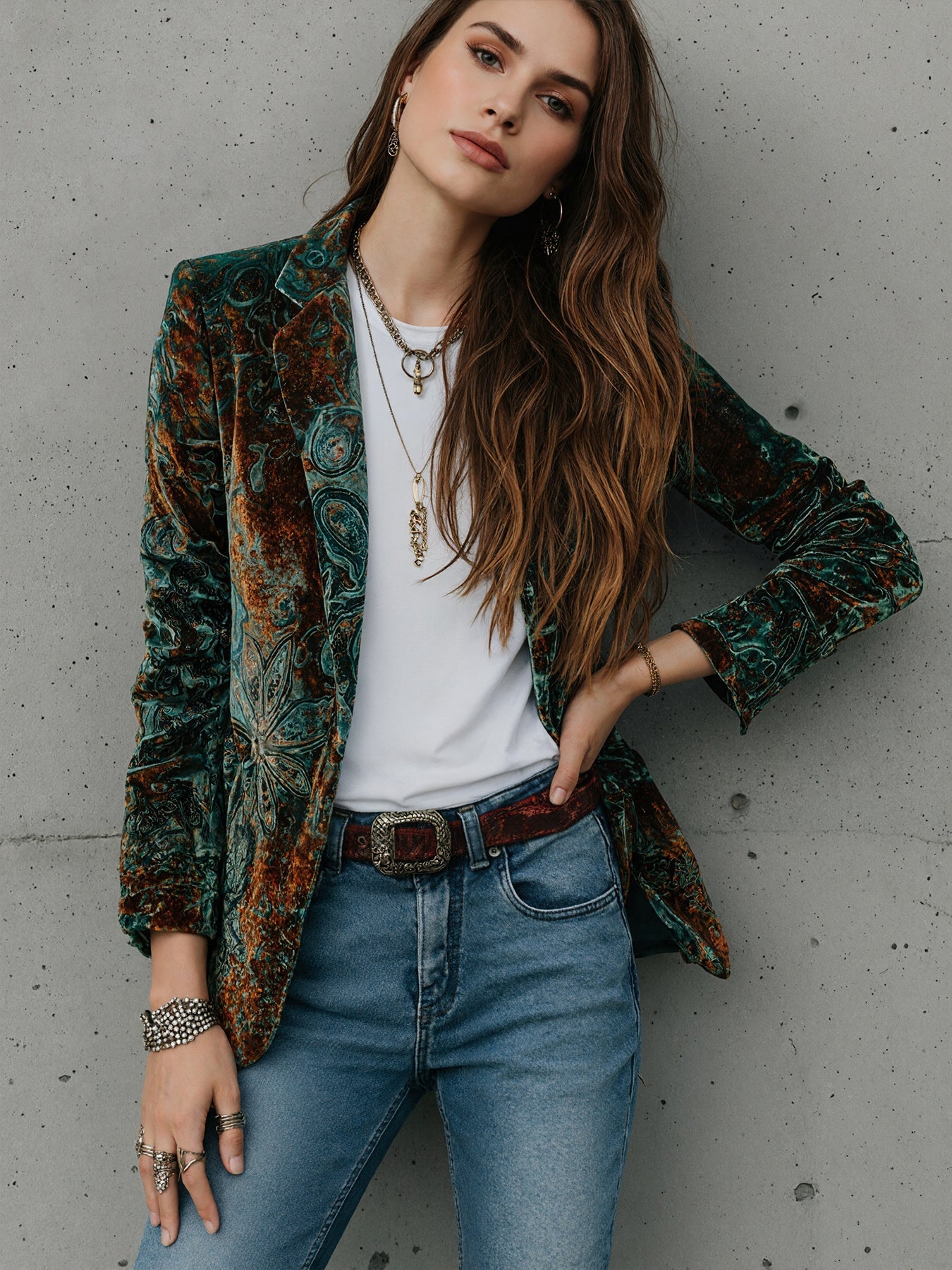 Chaqueta estampada de traje para mujer con forro – Blazer informal para la oficina Otoño Invierno