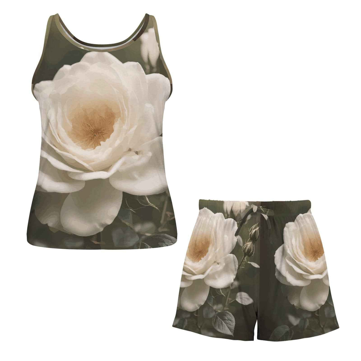 White Rose Women's Vest Shorts Pajama Set