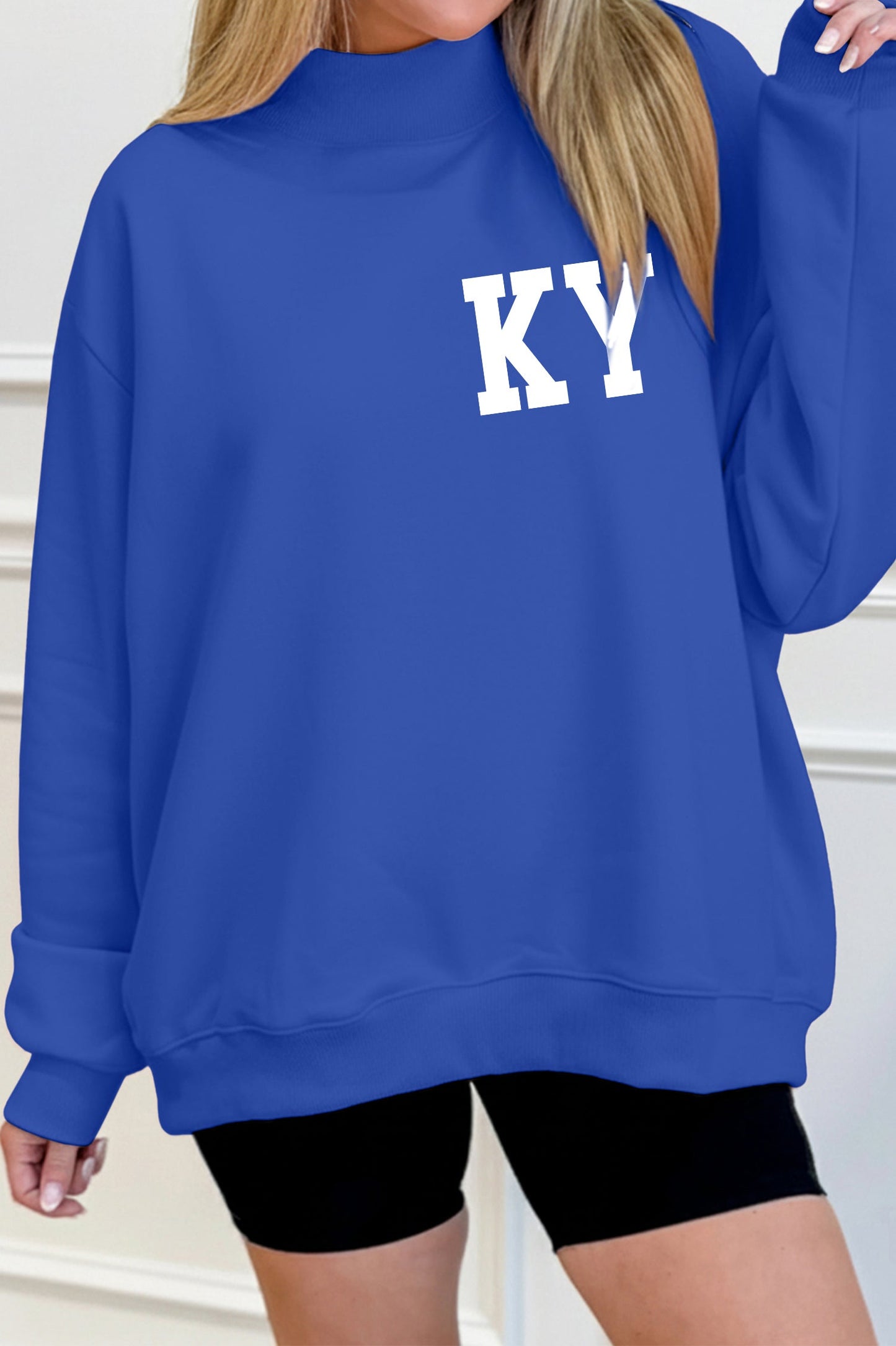 Sudadera Azul Oscuro con Cuello Falso Estampado KY KENTUCKY