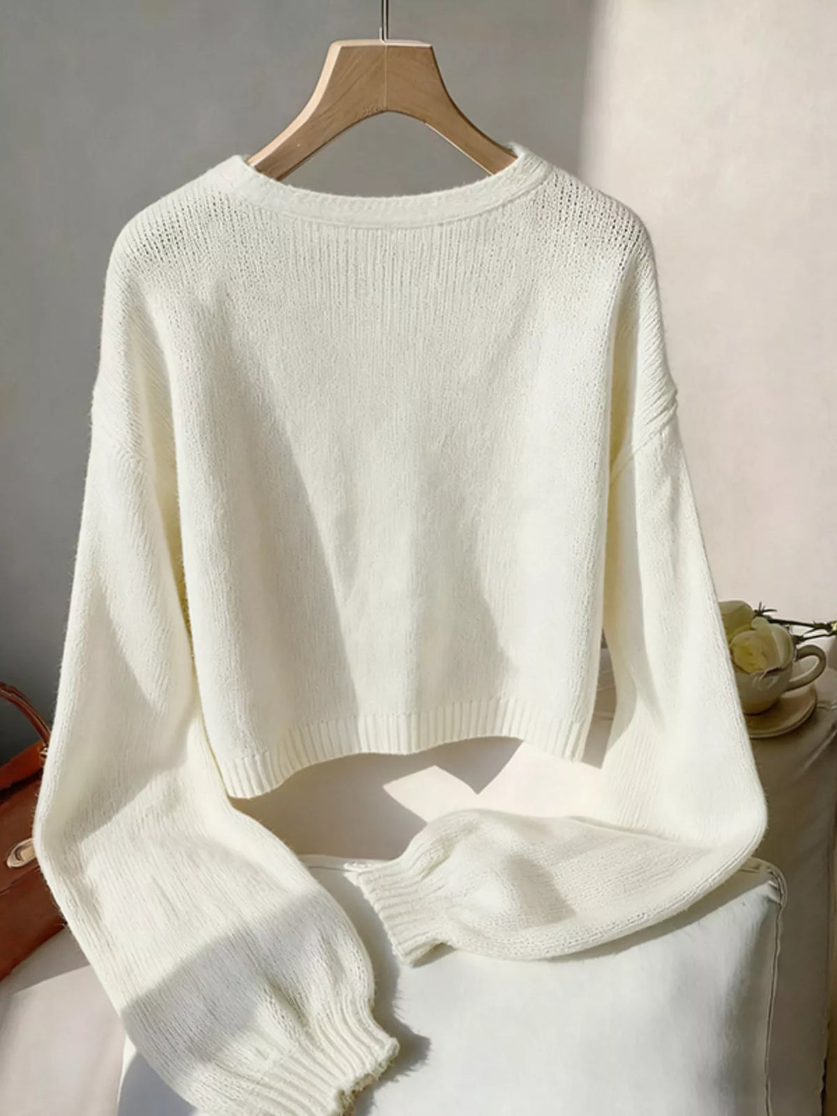 Bow-Knot Embellished V-Neck Cardigan