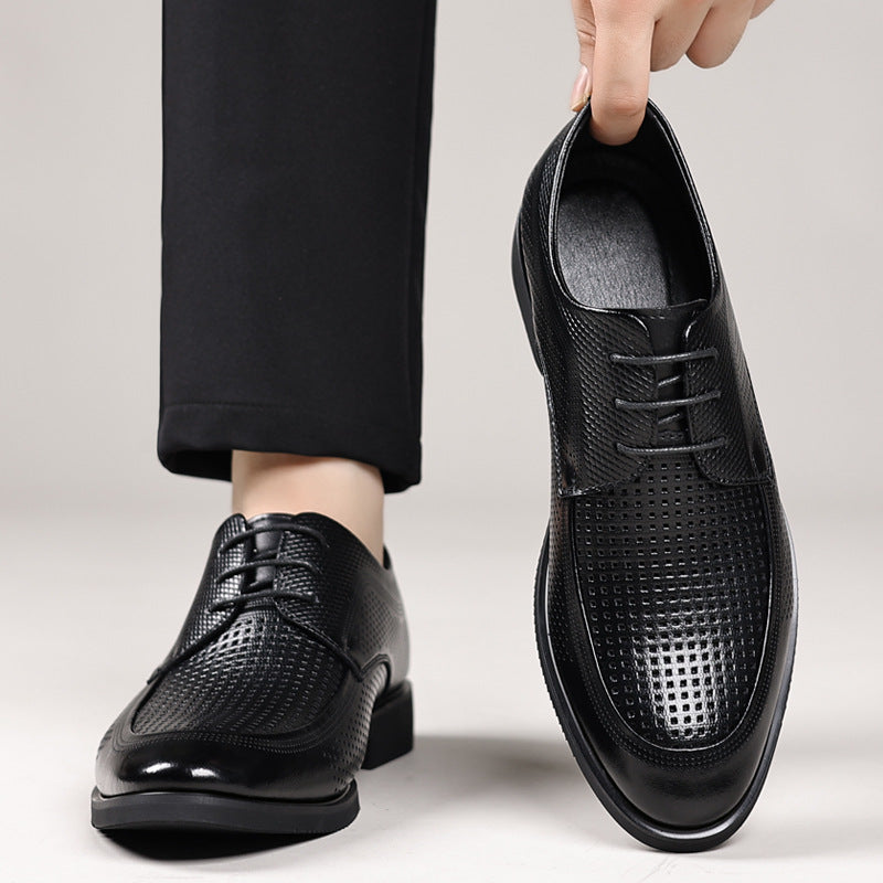Leather Dress Shoes For Commuting With A Non-slip Round Toe
