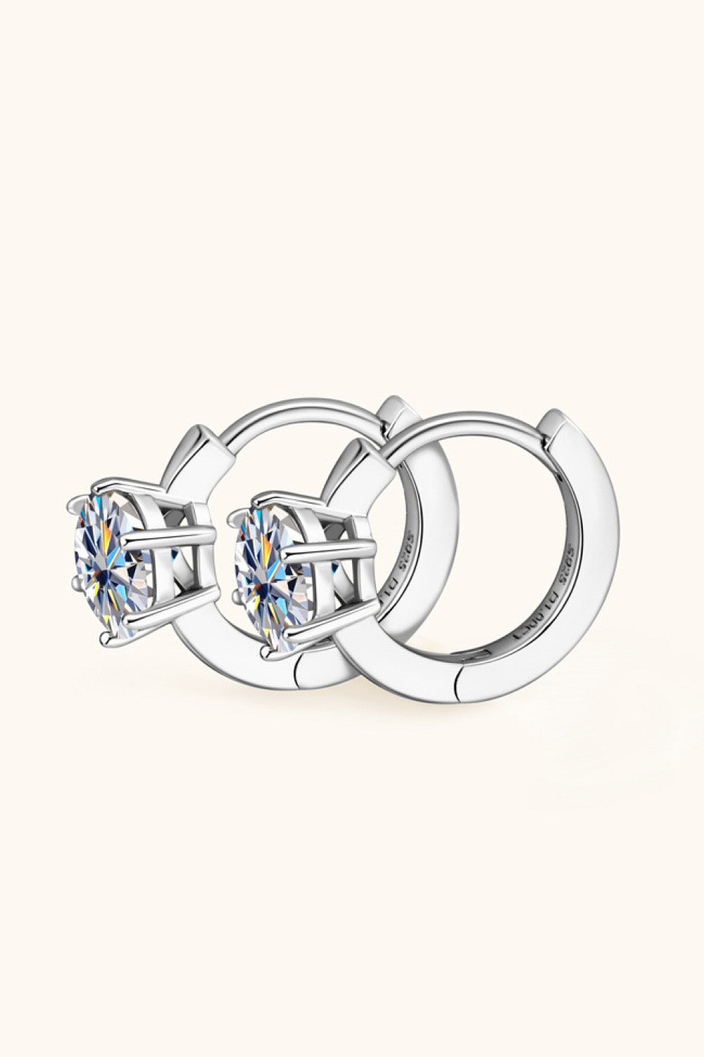 Pendientes Huggie de Plata Esterlina 925 con Moissanita de 2 Quilates