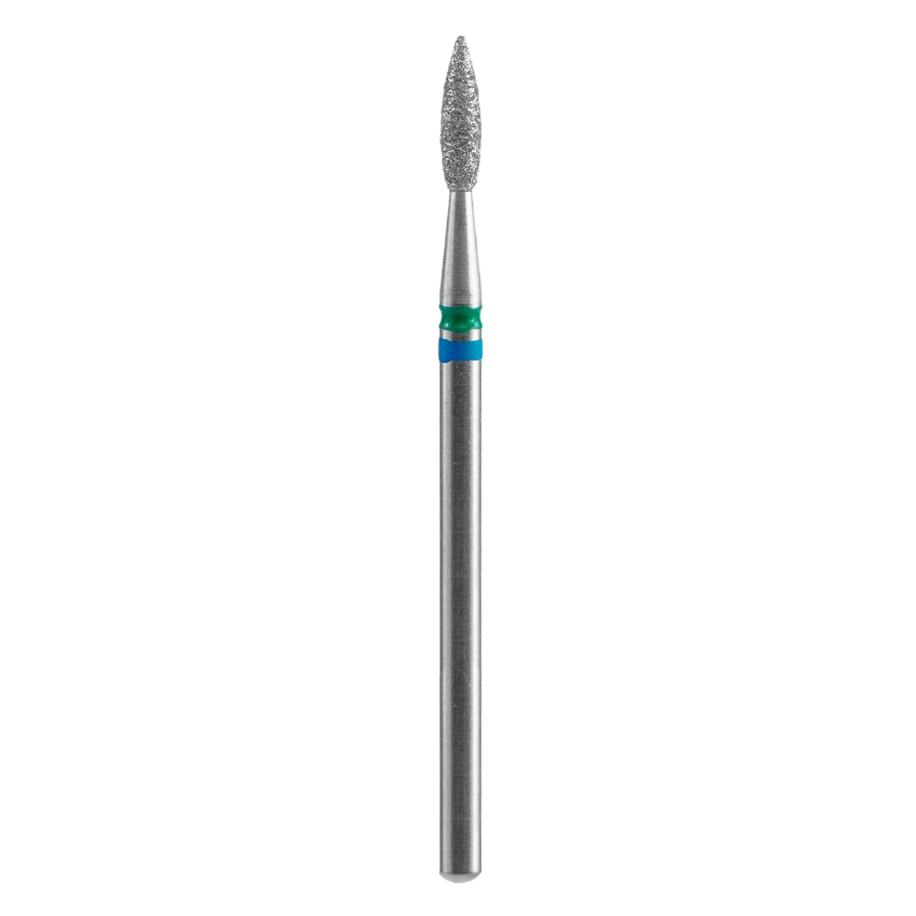 STALEKS Diamond Nail Drill Bit DUO Pointed Flame FA11BG021/8, Blue-Green, 2.1/8mm