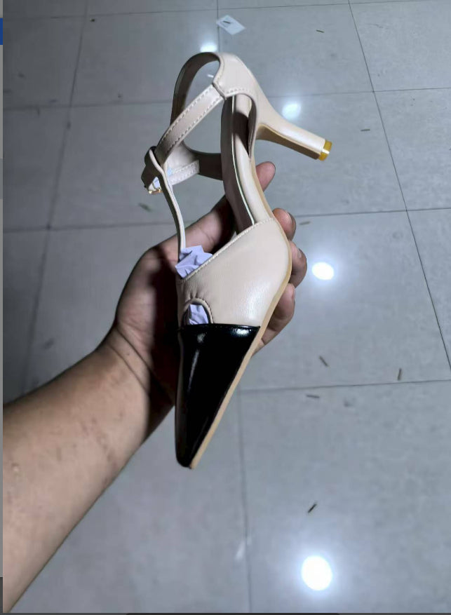 High-Heel Fashion Color Matching Buckle Sandals