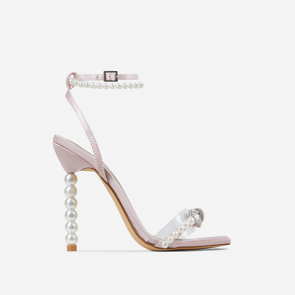 Women's Square-Toe Stiletto Heels with Rhinestone Bow and