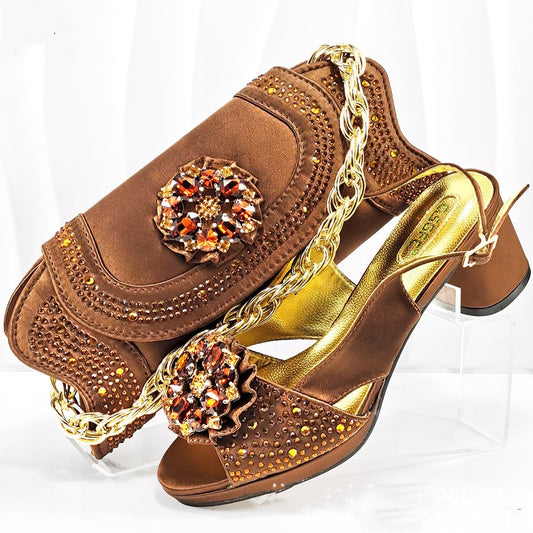 Evening Party With Rhinestone Pointed Toe Shoes Hand Bag Suit See size chart under “more details”