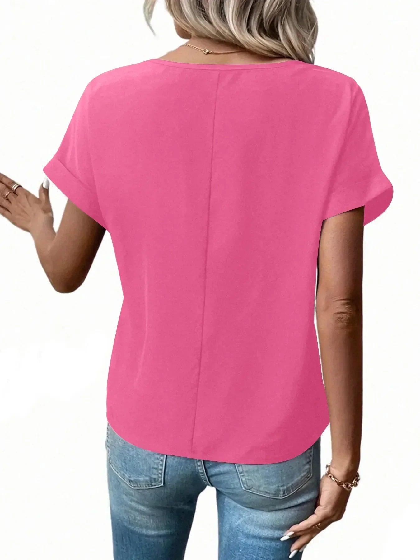 Casual Zipper Front Short Sleeve Blouse