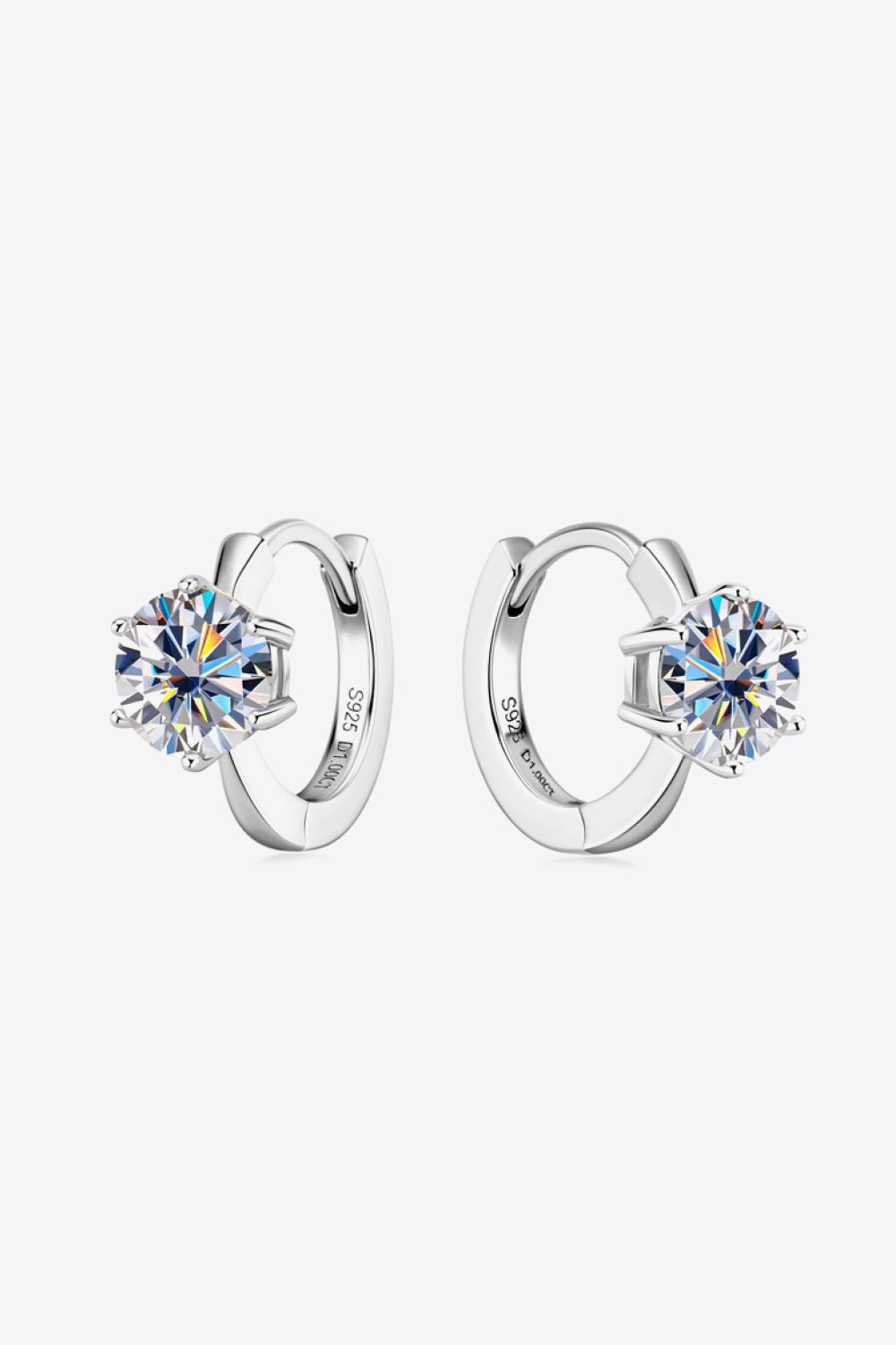 Pendientes Huggie de Plata Esterlina 925 con Moissanita de 2 Quilates