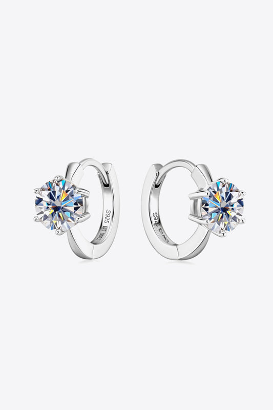 Pendientes Huggie de Plata Esterlina 925 con Moissanita de 2 Quilates