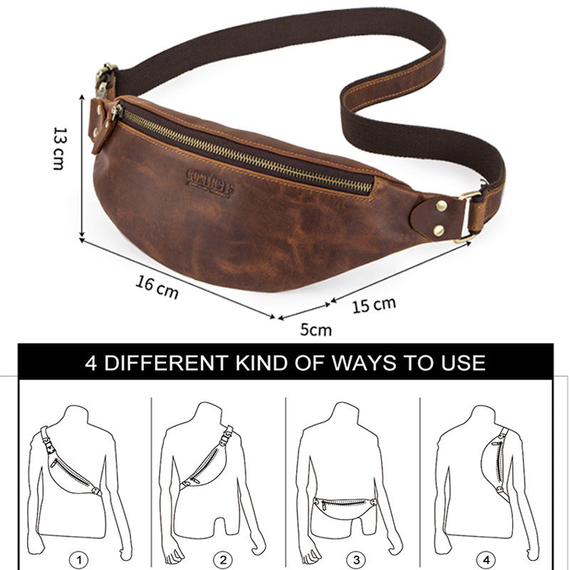 Men's Retro Leather Waist Crossbody Bag