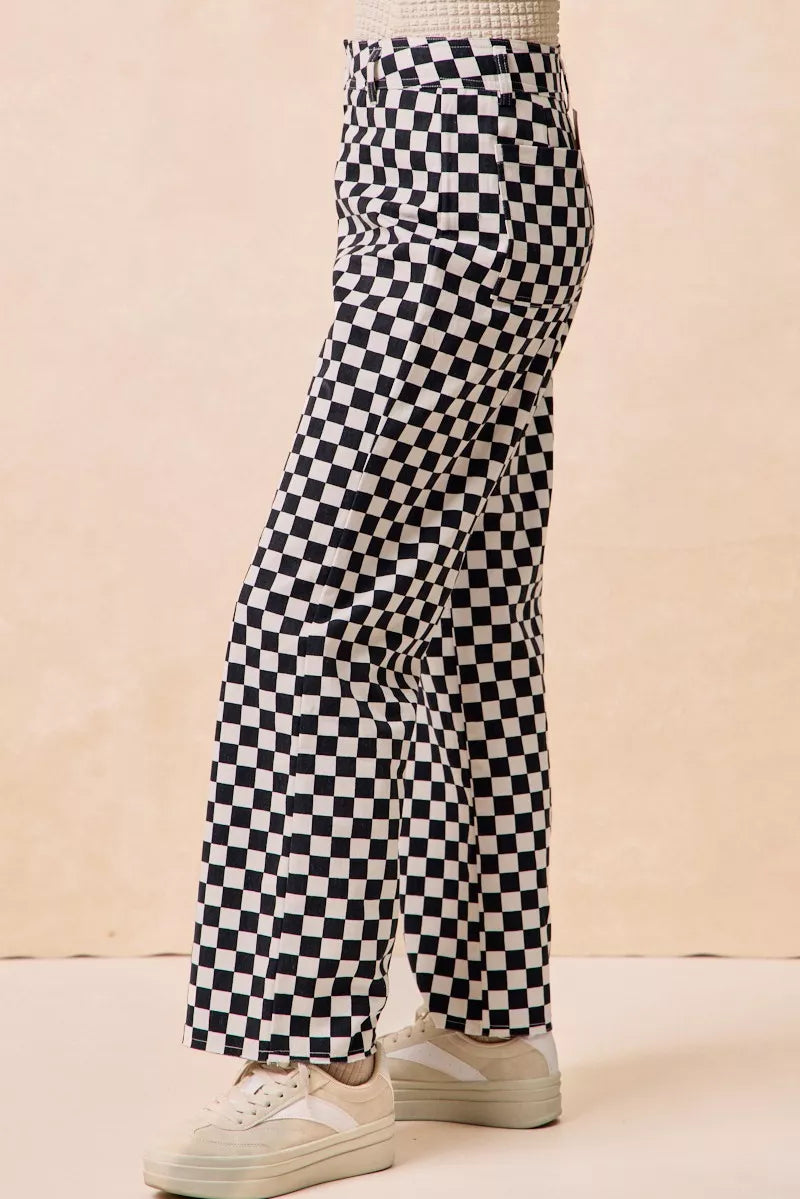 Pantalones con estampado a cuadros temáticos de día de partido de BiBi